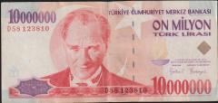 7.Emisyon 10 000 000 Lira D58 123810 Çok Temiz+
