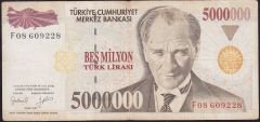 7.Emisyon 5 000 000 Lira F08 609228 Çok Temiz